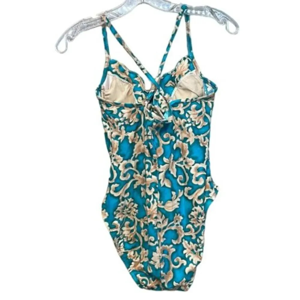 Vintage 80's Via Marina Once Piece Bathing Suit Size 12 - Picture 2 of 9